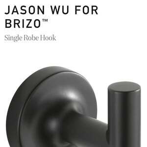 Jason Wu for Brizo Bath Collection Single Robe Hook, Matte Black